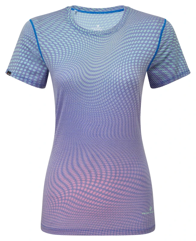 Ronhill Women's Tech Golden Hour Tee, Running Shirt, Classic Blue Refraction, Size 12, Relaxed Fit