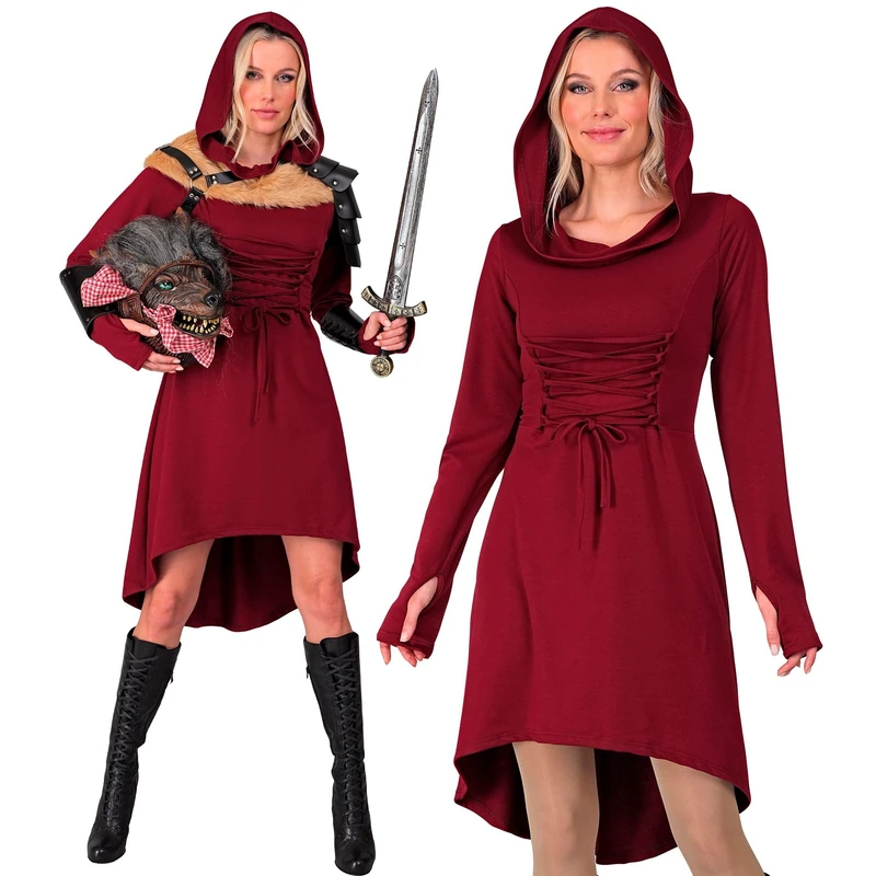 W WIDMANN Milano Party Fashion Women's Mittelalter/Gothic-Kleid Medieval Dress, red, XL