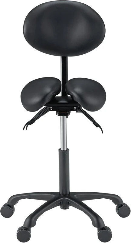 Master Massage Berkeley Split Style Saddle Stool with Backrest for Dentist, Massage Therpaist, Tatoo Artist in Black