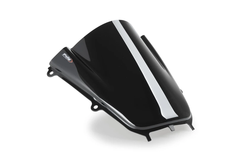 Puig 22284N Z-Racing Windscreen; aerodynamic design with double height; improves rider protection; made of high-impact acrylic; TÜV approved; easy installation, Black - Image 1