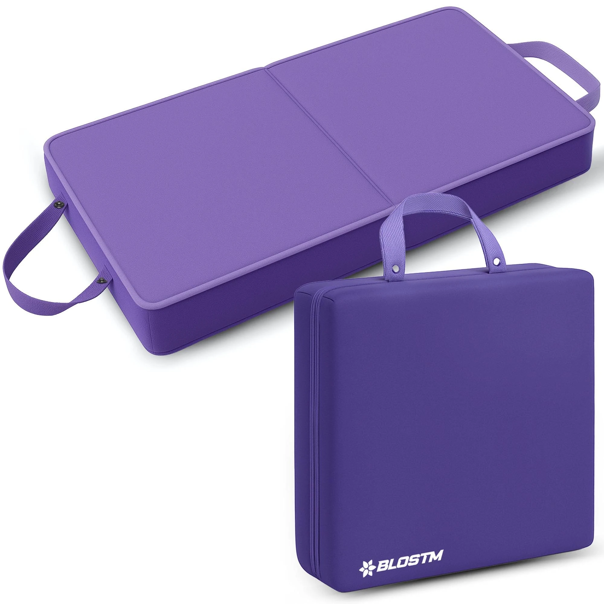 BLOSTM Extra Thick Garden Kneeling Pad - Large Foldable Garden Kneeler Pad with Handles - Water Resistant High Density Memory Foam Mat Kneeling Cushion for Gardening, Housework, Bathing, Yoga (Purple)