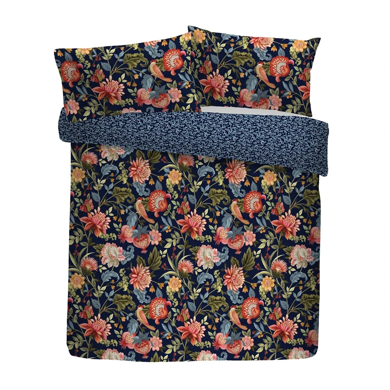 Dreams & Drapes Design - Bejewelled - 100% Cotton Duvet Cover Set - Double Bed Size in Navy