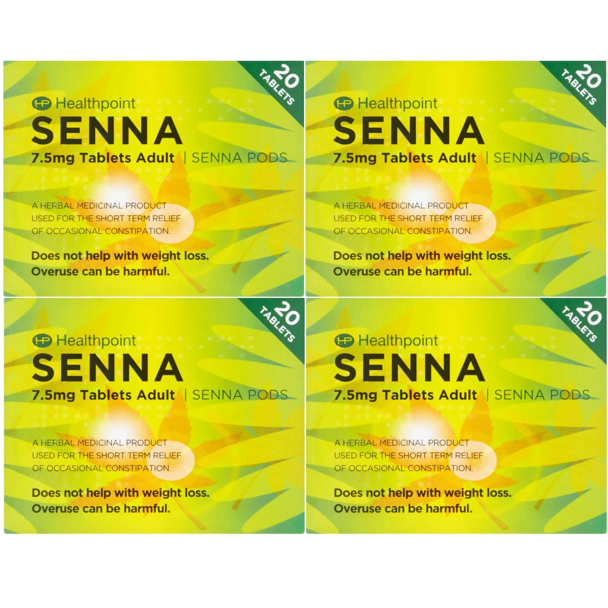 4 x Senna 7.5mg 20 Tablets - Constipation Relief (Four Packs) Effective Overnight Constipation Relief, Natural & Stool Softener for Adults, Supports Digestion, Eases Nausea