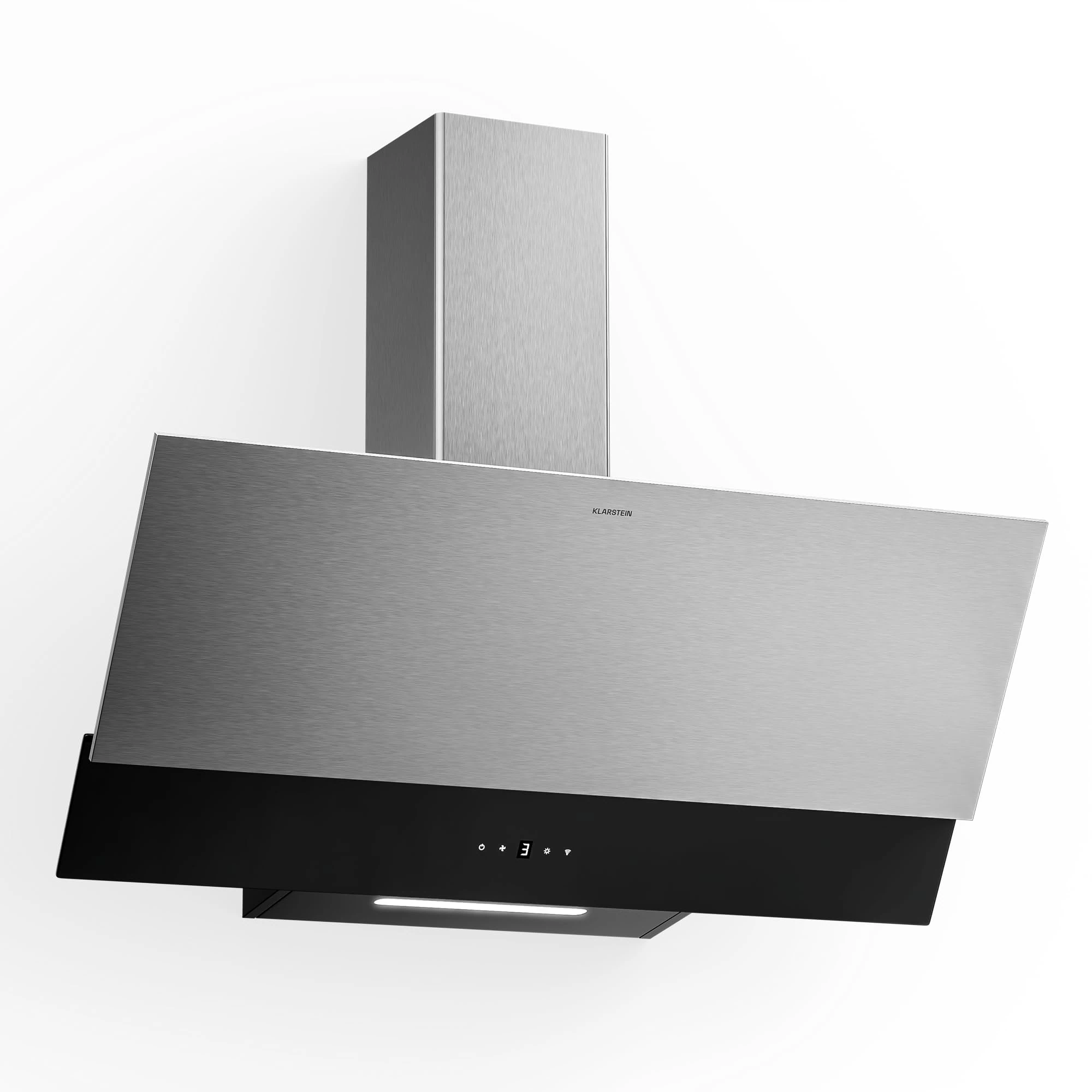 Klarstein Verosteel Angled Cooker Hood 90cm - 624 m³/h, A++ Energy, Touch Control, LED Lighting, Quiet, Stainless Steel & Glass, Extractor Hood, Ducted/Recirculating