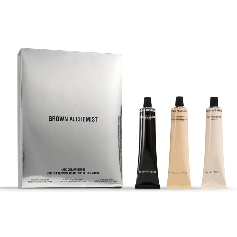 Grown Alchemist Hand Cream Heroes - Luxury Hand Cream Set x 3, Rich, Restorative and Soothing Moisturiser – Natural, Non-Greasy, Nourish & Moisturise Dry Hands - Gift Sets for Women, Christmas