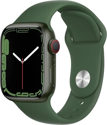 Apple Watch Series 7 (GPS + Cellular, 45MM) - Green Aluminum Case with Clover Sport Band - Regular (Renewed)