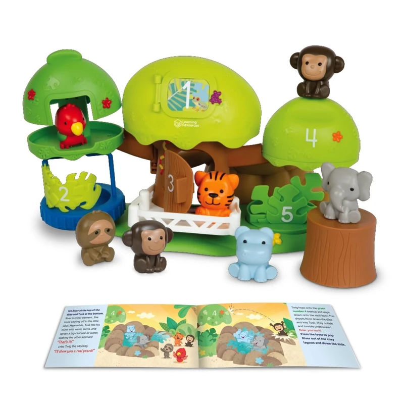 Learning Resources Peeksville Jungle Safari Playset, Ages 18 Months+, Toddler Sensory Toy, Fine Motor Skills & Emotional Learning, 9-Piece Set, Gifts for Kids