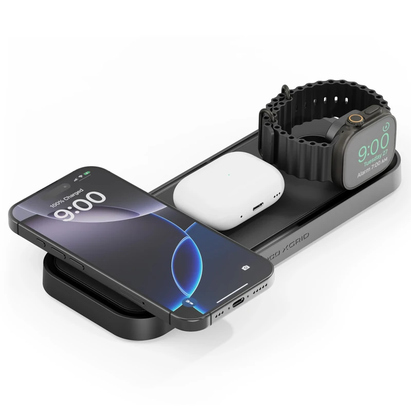 NOCO XGrid XDP3: 3-in-1 Wireless Charging Pad – Charging Station for iPhone, Apple Watch, and AirPods – MagSafe Compatible, Qi2 Certified – Includes 45W USB-C Wall Charger and 6.5-Foot USB-C Cable