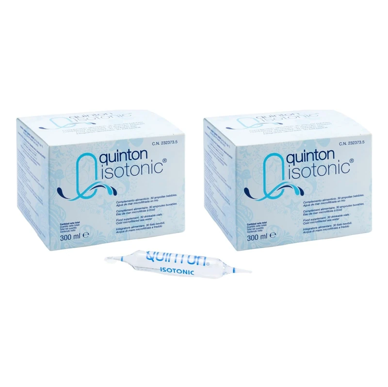Quinton Isotonic (Twin Pack) - 100% Natural Isotonic Seawater, with Magnesium and Micronutrients, 60 Drinkable Ampoules of 10 ml
