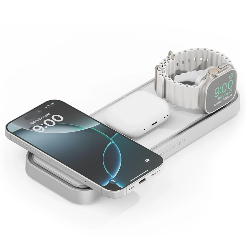 NOCO XGrid XDP3: 3-in-1 Wireless Charging Pad – Charging Station for iPhone, Apple Watch, and AirPods – MagSafe Compatible, Qi2 Certified – Includes 45W USB-C Wall Charger and 6.5-Foot USB-C Cable