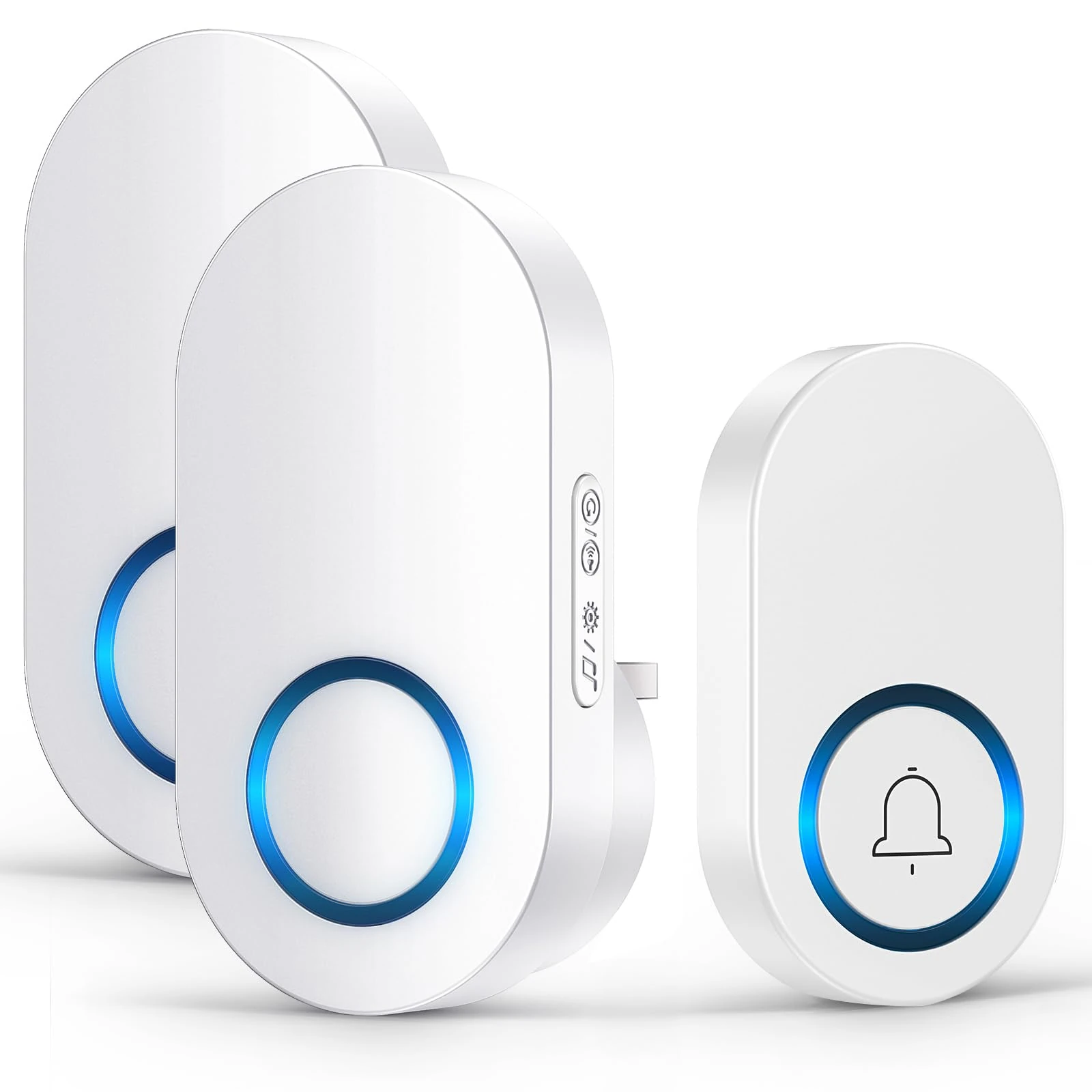 Vexloria Wireless Doorbell with 2 Receivers, 150M Long Range Door Bells Battery Operated, Door Chime kit with 60 Melodies, 4 Volume Levels, LED Flash-White