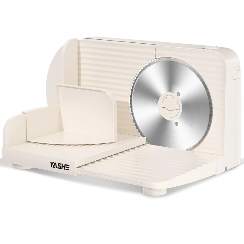 YASHE Foldable Food Slicer, Electric Meat Slicer with Adjustable Thickness 0–15 mm, 17 cm Stainless Steel Blade, 180W Motor, Portable & Easy to Clean for Meat, Cheese, Bread, Vegetables