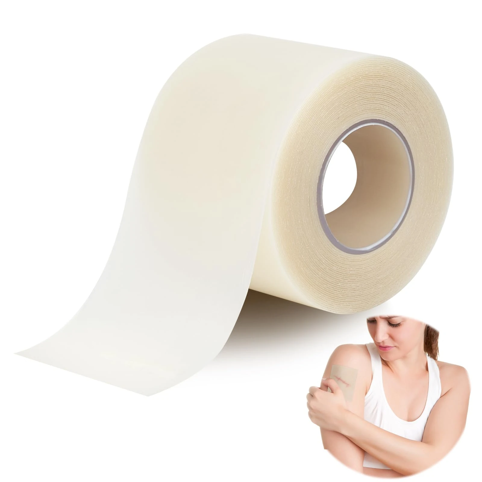 Hydrocolloid Roll for Wound Care 5cm x 5m,Cut-to-Size Waterproof Dressing Tape,Extra Large Hydrocolloid Patch Bangdages with Self-Adhesive,Skin-Friendly Bandage Patch for Blisters Acne Minor Wounds