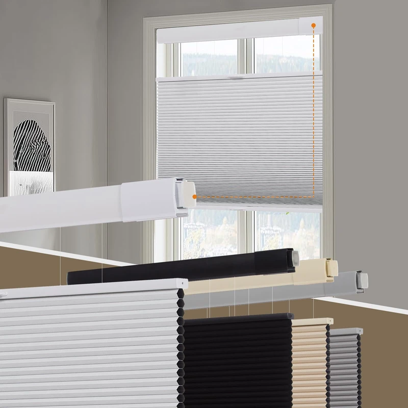 Persilux No Drill Blackout Cellular Shades for Windows,White,22.5"w x 64"h
