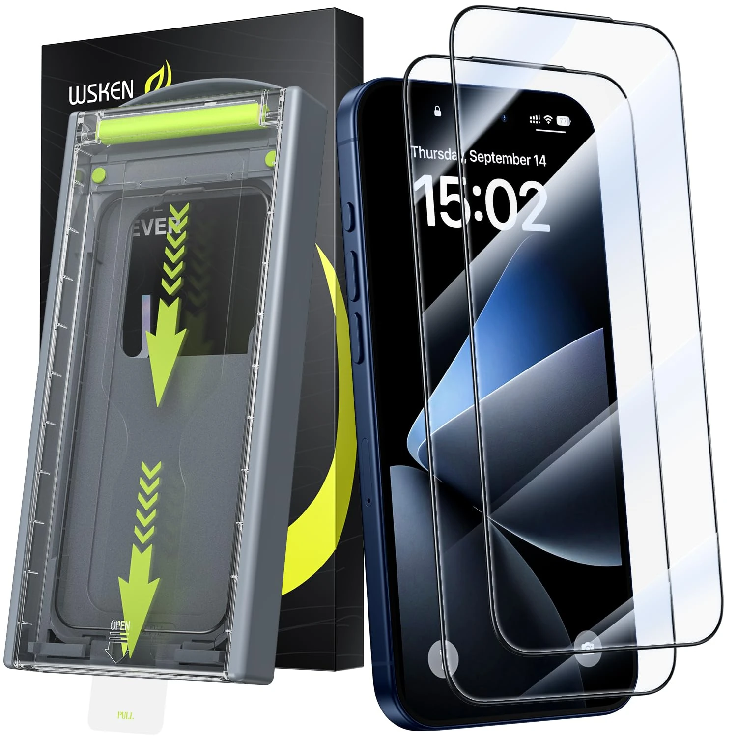 WSKEN for iPhone 17 Pro Screen Protector - [Top 9H+ Tempered Glass][Auto Dust-Remove][Zero Bubble] Case Friendly HD Military Grade 10X Shatterproof,Anti Fingerprint,Anti Scratch