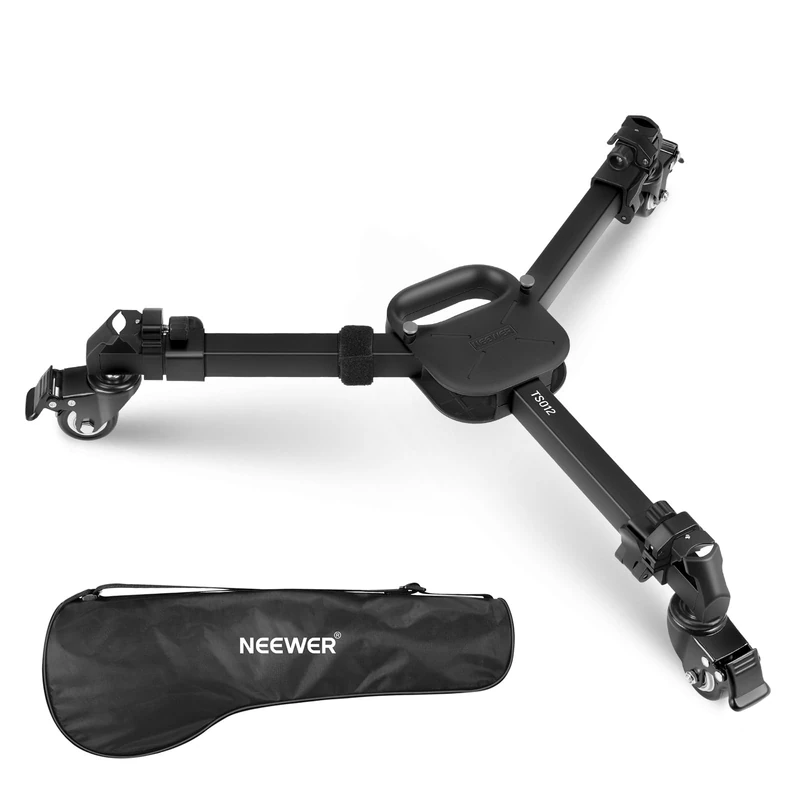 NEEWER Photography Tripod Dolly, Quick Lock Release Camera Dolly with 3" Rubber Wheels, Telescopic Legs, Handle & Bag, 44 lbs Heavy Duty for DSLR Cameras Camcorder Photo Video Recording, TS012
