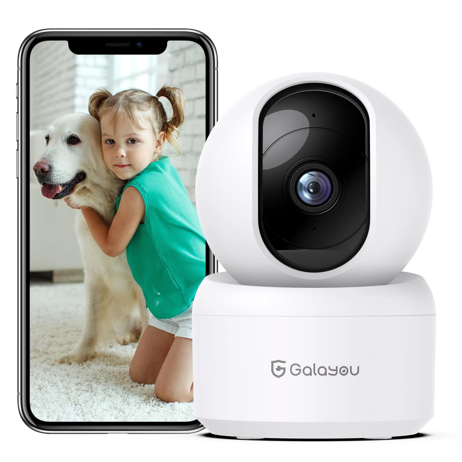 GALAYOU 5MP 2K Pet Camera, 2.4Ghz Indoor Home Security Camera for Pet Dog Cat Baby, 360° Wireless Pan/Tilt, Human & Motion Tracking, Night Vision, 2-Way Audio, Alexa Compatible, G2-5MP