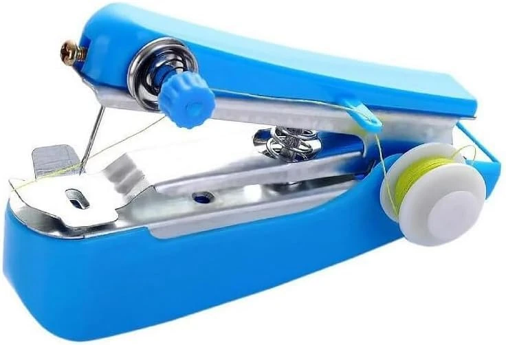 Blue Handheld Sewing Machine, Portable Mini Manual Sewing Machine Handy Needlework Tool Mini Sewer Machine Hand Stitcher Sewing Machines, Arts, Crafts and Sewing