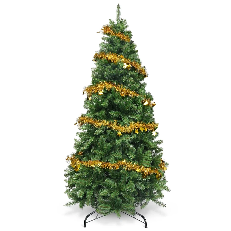 Christmas Tree 6FT – 800 Tips Full & Realistic Green Xmas Tree with PVC Branches, Metal Stand – Christmas Tree for or Home, Office, Shops and Hotels (Green 150 cm)