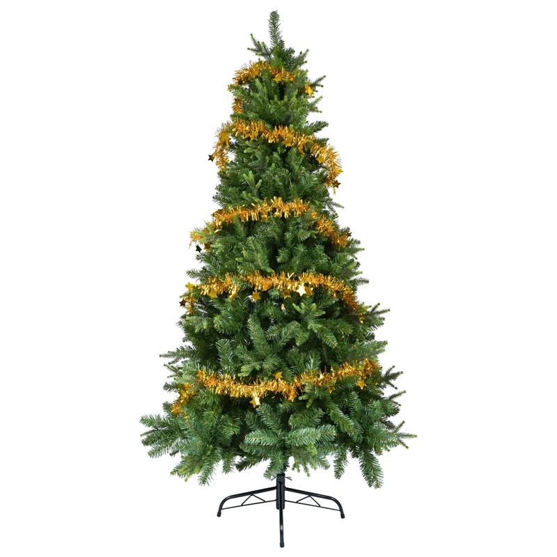 Christmas Tree 6FT – 800 Tips Full & Realistic Green Xmas Tree with PVC Branches, Metal Stand – Christmas Tree for or Home, Office, Shops and Hotels (Green Brown 180 cm)