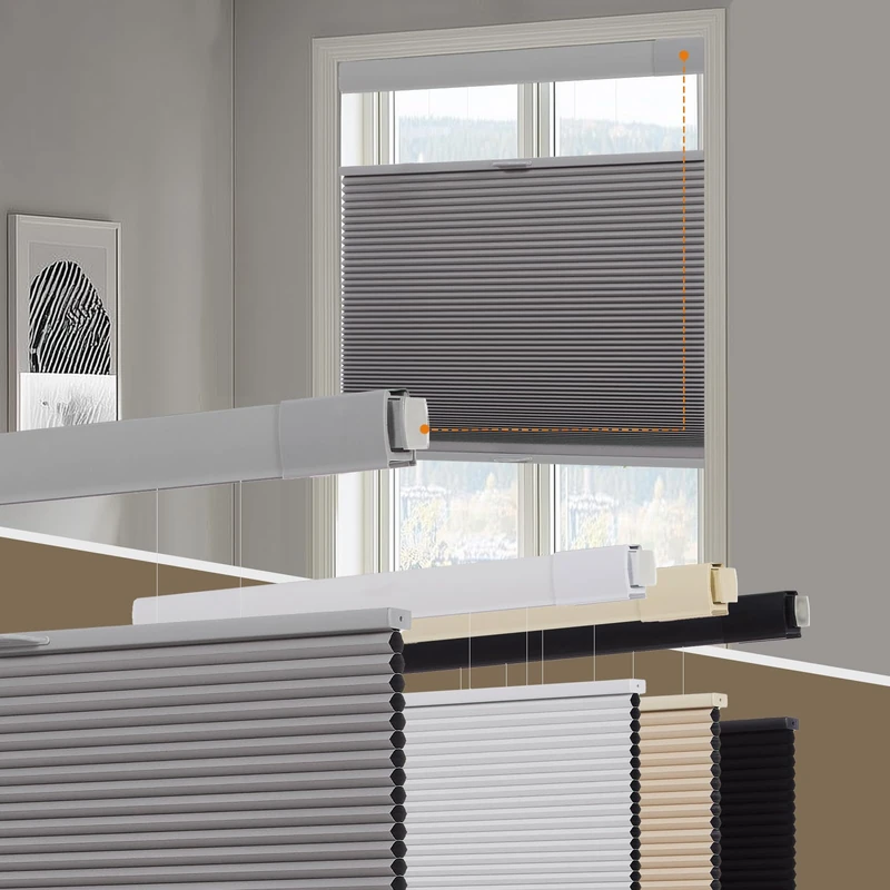 Persilux No Drill Blackout Cellular Shades for Windows,Grey,34" w x 48" h