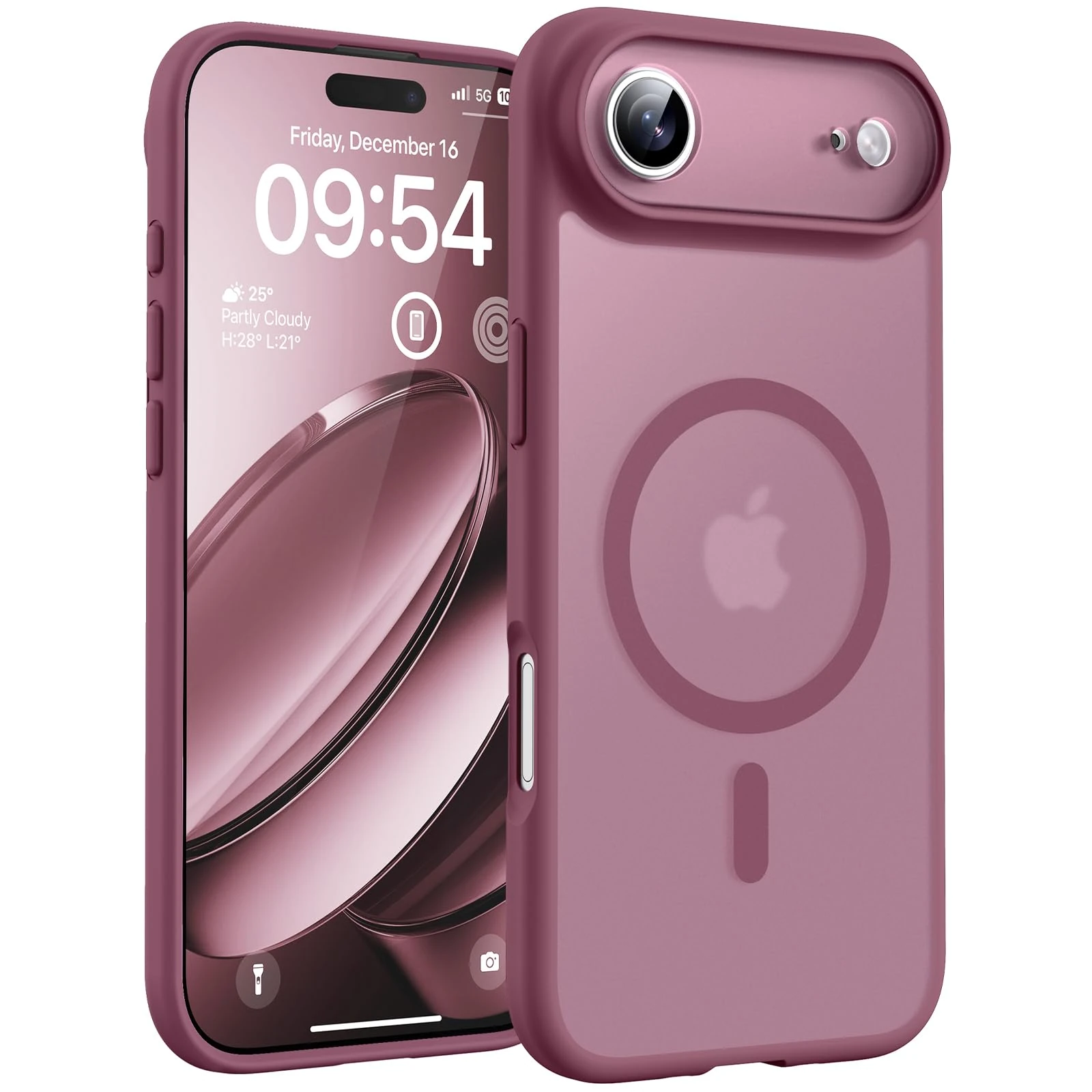 TOCOL Magnetic for iPhone Air Case 6.5-Inch, Compatible with MagSafe, Full Camera Protection, Built-in Magnetic Ring, Drop Protection Shockproof Translucent Matte for iPhone 17 Air (Plum)