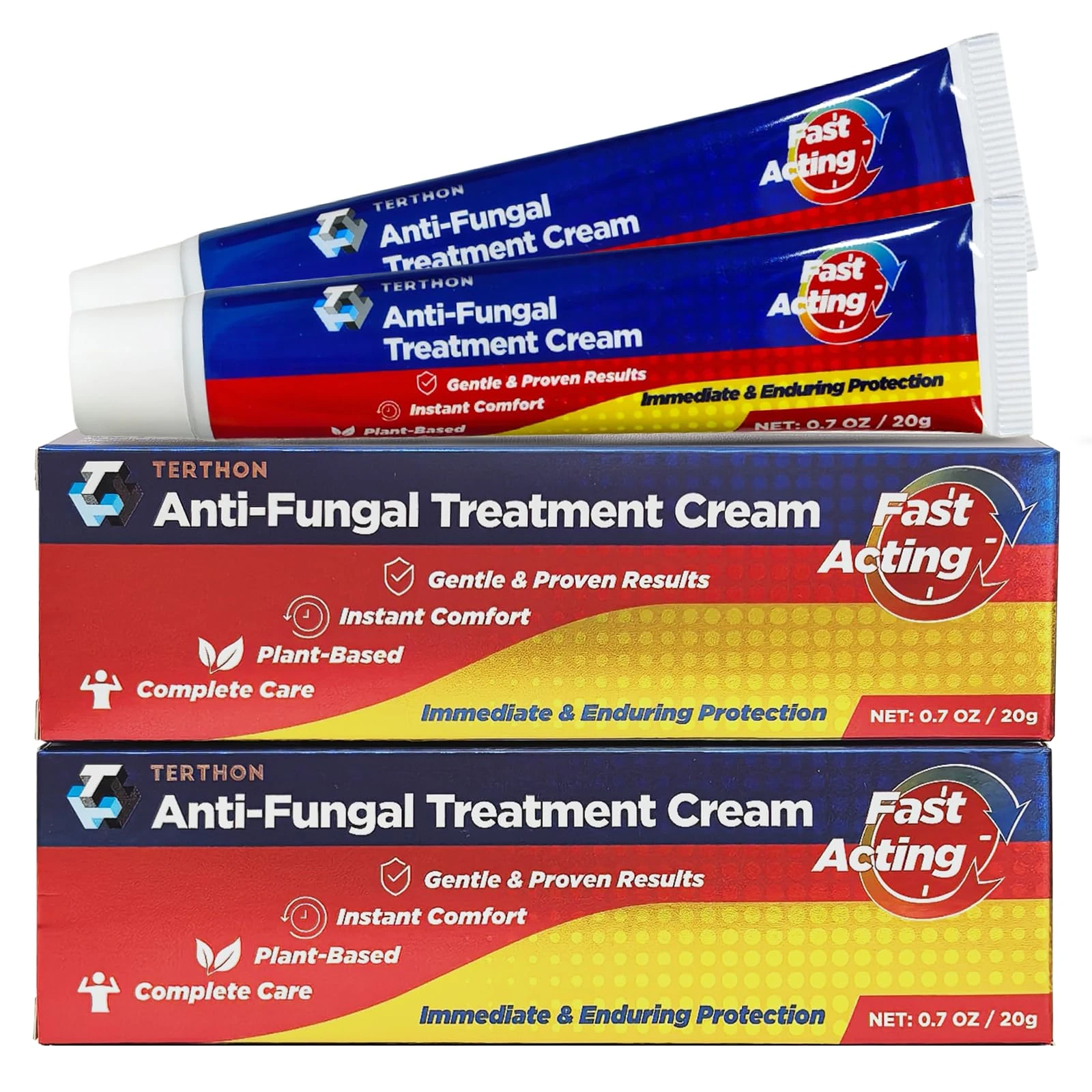 Terthon Herbal Antifungal Cream: Treatment for Ringworm, Jock Itch, Athlete’s Foot & Fungal Skin Infections – Natural, Fast-Acting Formula for Adults and Kids (20g (2 Pack))