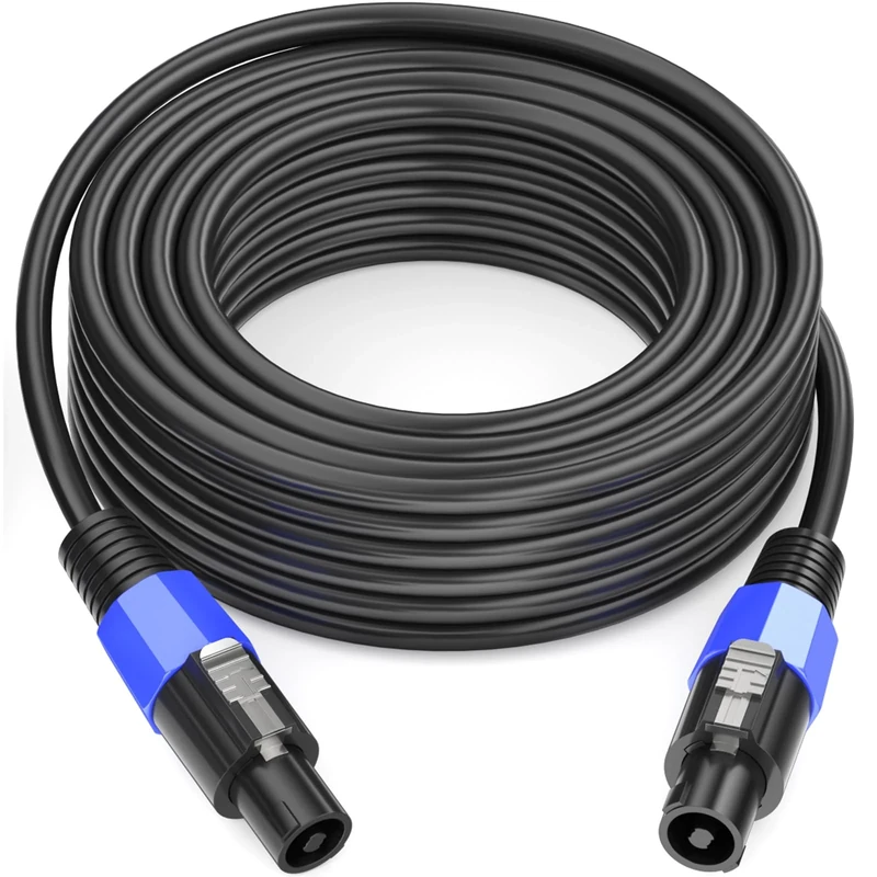 Jumwa 40M Speakon to Speakon Cables with Twist Lock Male to Male 15AWG 2 Wires Speaker Cables for DJ/PA Heavy Duty Audio Amplifier