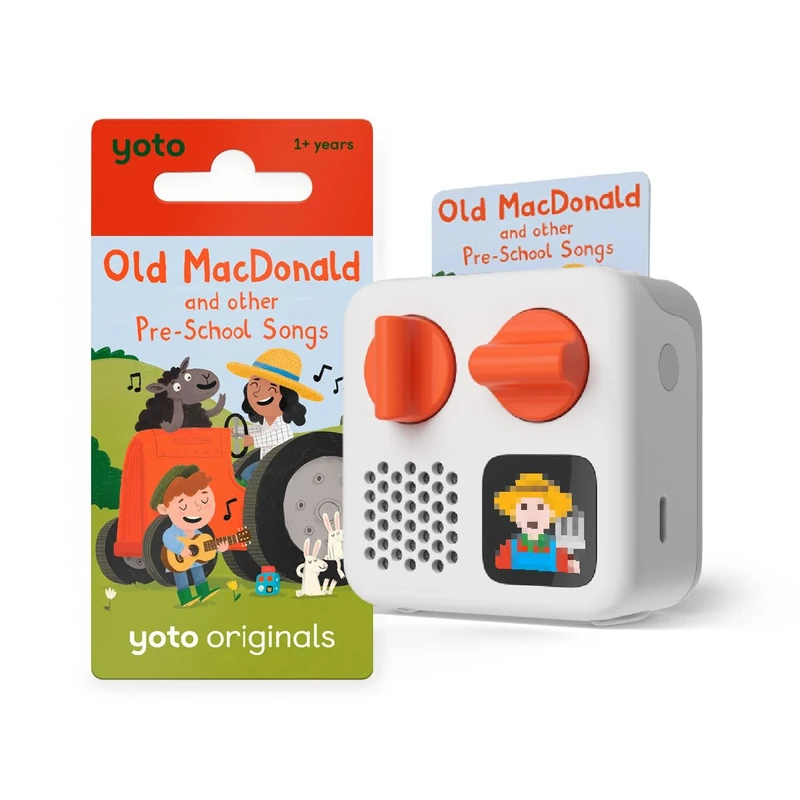 YOTO Mini (2024 Edition) + Old MacDonald Bundle – Kids Screen-Free Bluetooth Audio Player, All-in-1 Travel Device for Stories Music Podcast Radio White Noise Ok-to-wake Alarm Clock