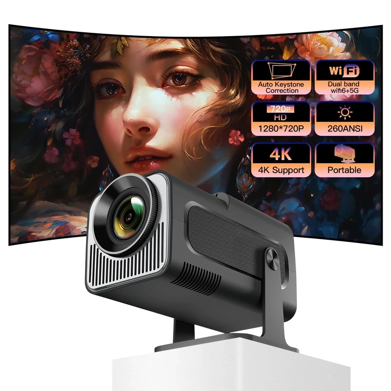 Osikem Mini Projectors HY320Mini Portable Projector Full HD 1080p Supports 4k/4d Trapezoidal Correction with WiFi 6 and Bluetooth Suitable for Home Video Projectors