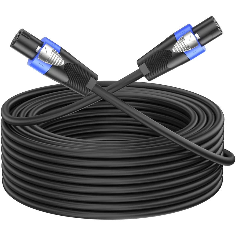 Jumwa 40M Speakon Cables for DJ/PA/Amplifier Heavy Duty Audio 15AWG 2 Wires Speaker Cables with Twist Lock, M-M