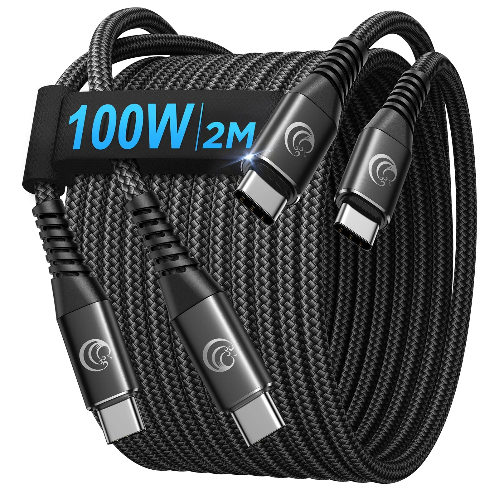 Aioneus USB C to USB C Charger Cable, [2Pack/2M] 100W Type C Charger Cable Fast Charging Lead Nylon Usbc to Usbc Cables for iPhone 17 16 15 Pro Max Plus iPad MacBook Samsung Galaxy S25 S24 S23 Ultra