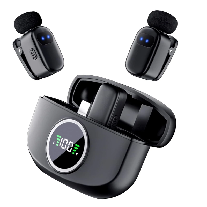 Mini Microphone for iPhone, Wireless Lavalier Microphones with Charging Case for USB-C, Bluetooth Mic with Noise Reduction for Video Recording/Live Streaming/TikTok