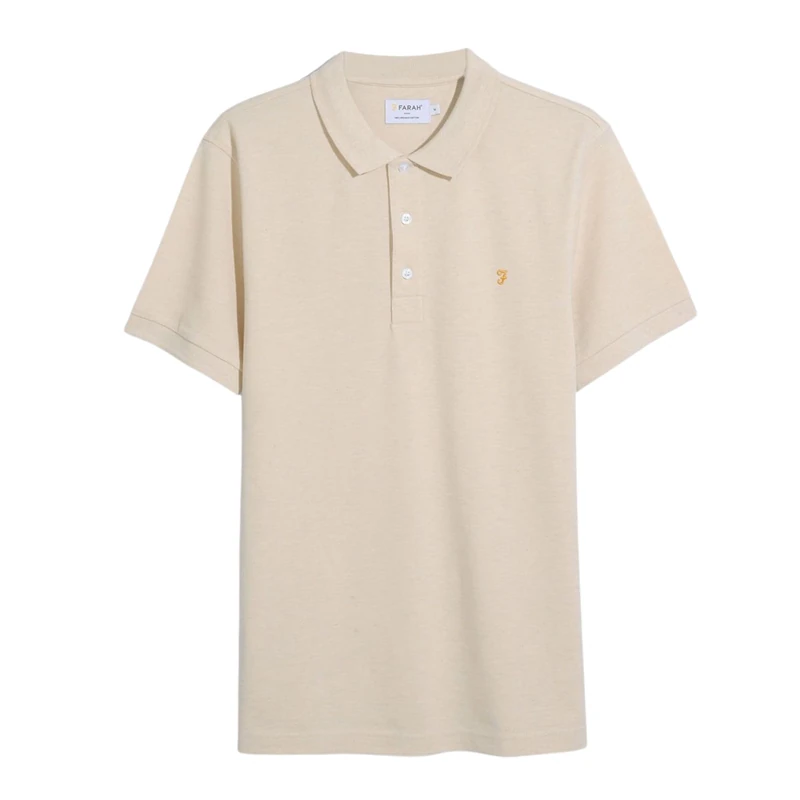Farah Men's Blanes Short Sleeve Polo Top, XL, Birch Grey Marl