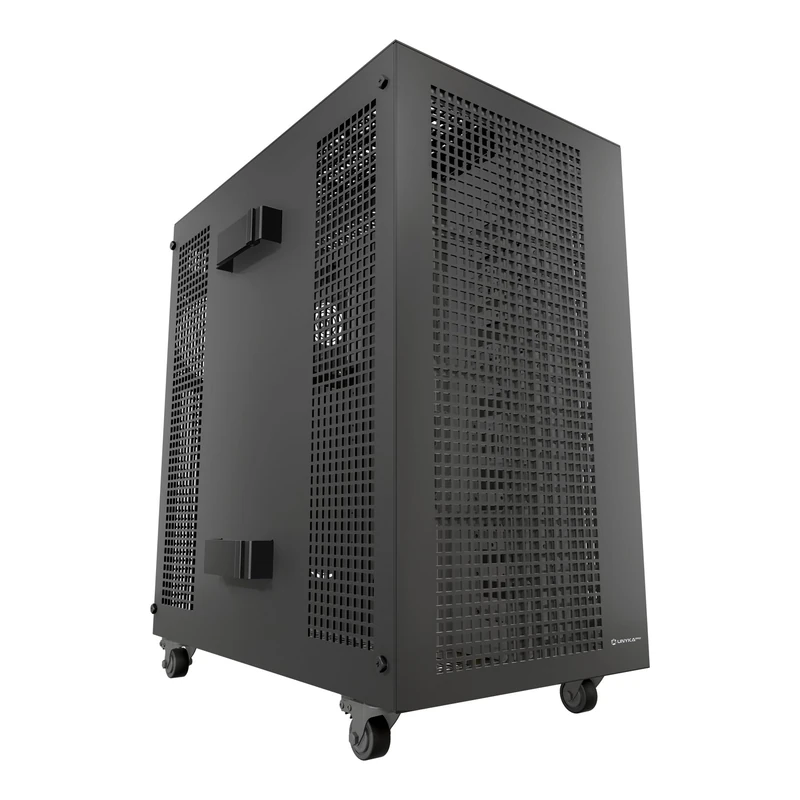 UNYKAch E-ATX Workstation AI Pro 1500 Enclosure Capable of Housing Motherboards with Dual CPU and Two Power Supplies. Supports up to 4 Graphics Cards and Space for 17 Hard Drives