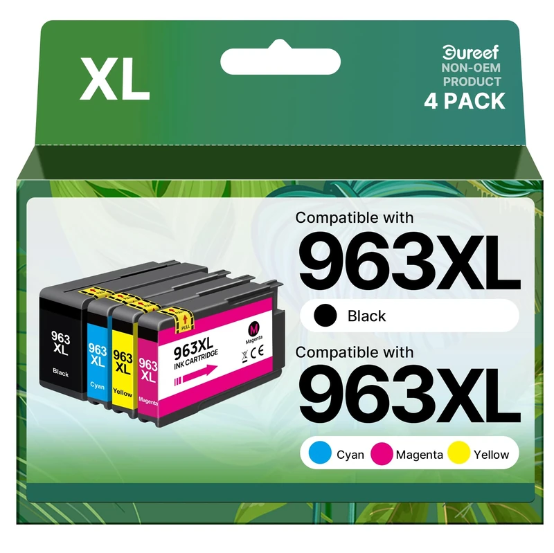 Gureef 963XL Ink Cartridges Multipack Compatible for HP 963 963XL Ink Cartridges for HP Officejet Pro 9010 Ink Cartridge,9012 9014 9015 9016 9020(Black Cyan Magenta Yellow)