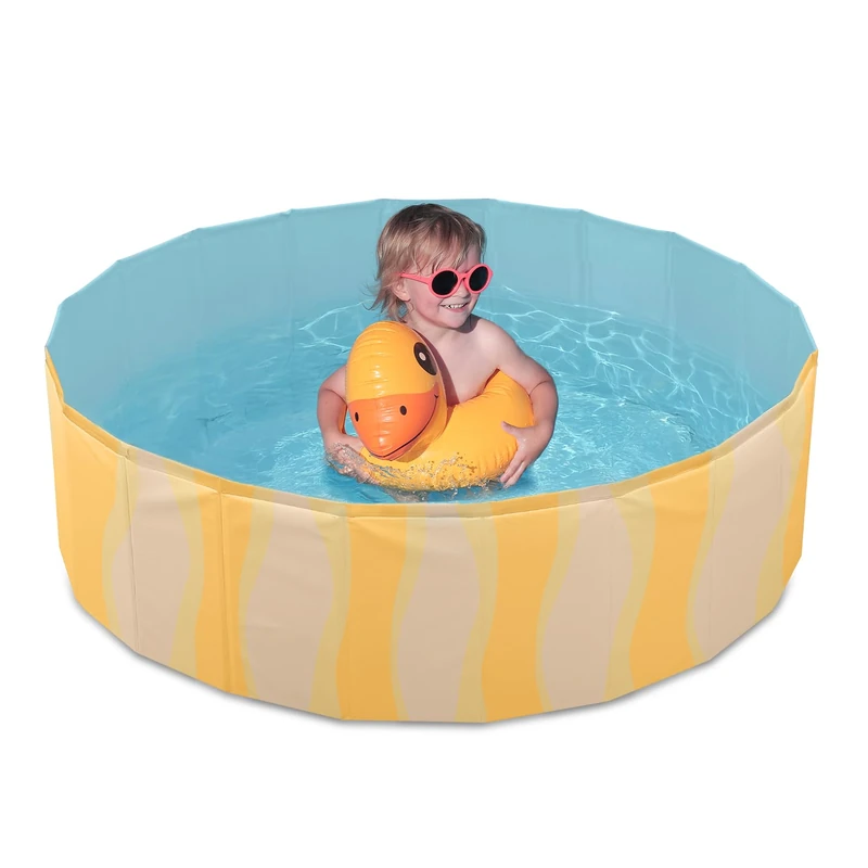 Flur Rigid Swimming Pool for Children 160 x 30 cm in PVC, Folding with Non-Slip Base, Garden Pool Safe and Easy to Assemble for Outdoor, Sea Design