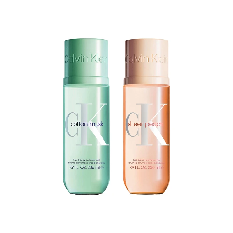 Bundle of Calvin Klein Cotton Musk Hair & Body Perfume Mist 236ml + Calvin Klein Sheer Peach Hair & Body Perfume Mist 236ml