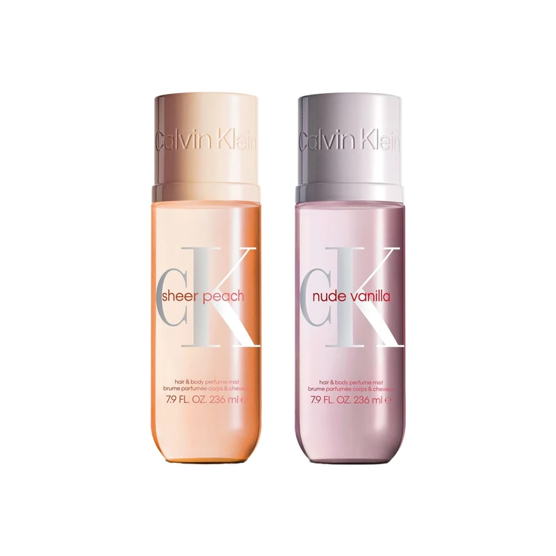 Bundle of Calvin Klein Sheer Peach Hair & Body Perfume Mist 236ml + Calvin Klein Nude Vanilla Hair & Body Perfume Mist 236ml