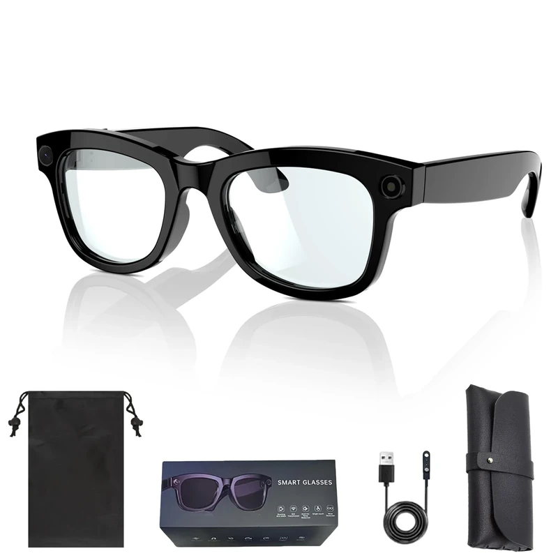 Xiaoheitutu Cyanvue Ai Smart Glasses, 8MP Camera Smart Glasses with Music & Call Features, Translator, Touch Control, 1080p Video, IP65 Waterproof, WiFi Transfer, Anti-Blue Light for Daily Use (Blue)