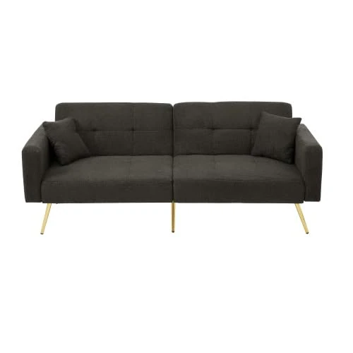 FurnitureR Dark Gray Modern Foam Upholstered Sofa - Ideal Garden Outdoor Seating, Space-saving & Comfortable