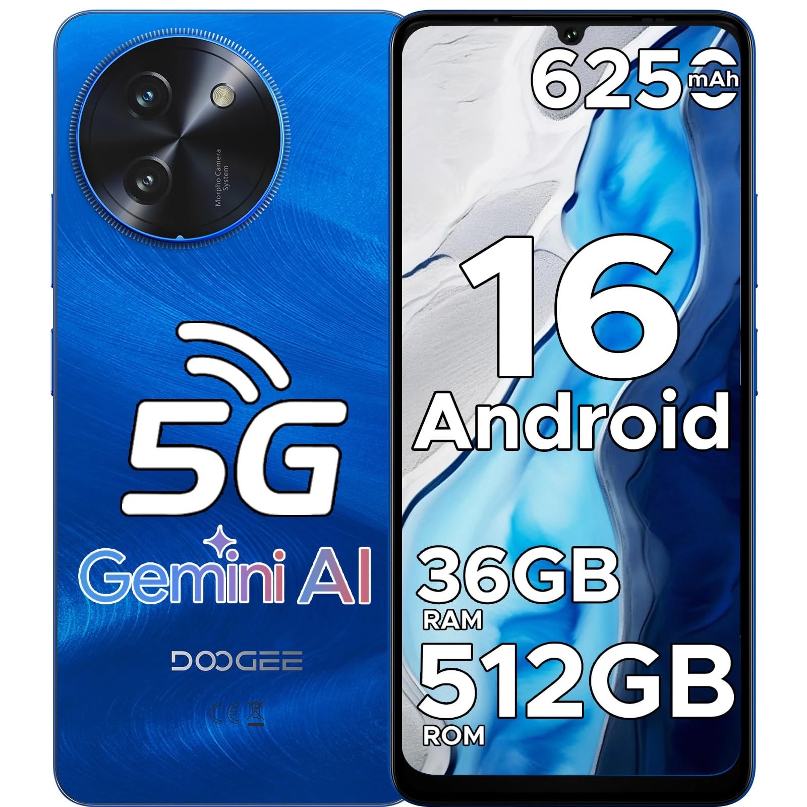 DOOGEE Note 59 Pro+ 5G Android 16 Smartphone-Gemini AI, 36GB+512GB/2TB & T8200 Octa-Core (6nm) Mobile Phones, 120Hz 6.75" HD+ Display & 6250mAh, 50MP AI Camera, Face+Finger ID/Widevine L1/NFC/GPS/OTG