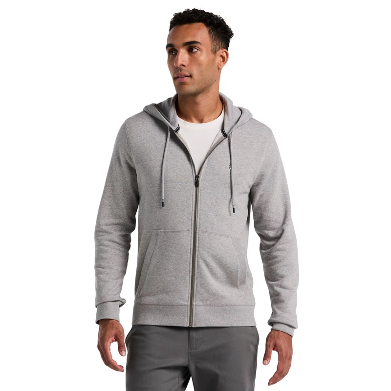 Original Penguin Fleece Full Zip Hoodie, L, Grey Rain Heather