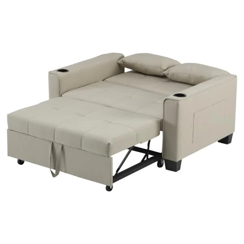 FurnitureR Beige Sofa, Fabric Finish, Modern Design, Durable & Spacious, Ideal for Garden Patio Use, Space-Saving, Comfort Seating
