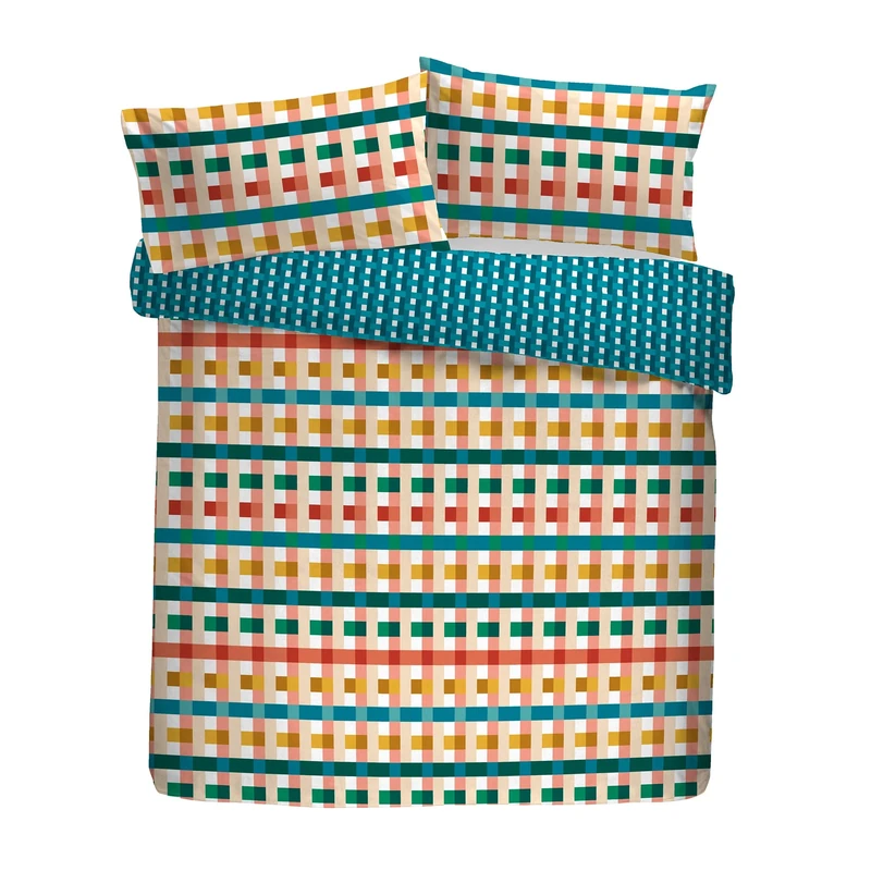 Fusion Duvet Cover Set, 100% Recycled Polyester, Super-King 260x220cm, Multi, Geometric Pinsonic Pattern with 2 Pillowcases