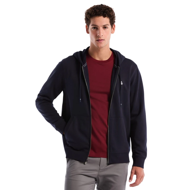 Original Penguin Fleece Full Zip Hoodie, XL, Blue Dark Sapphire