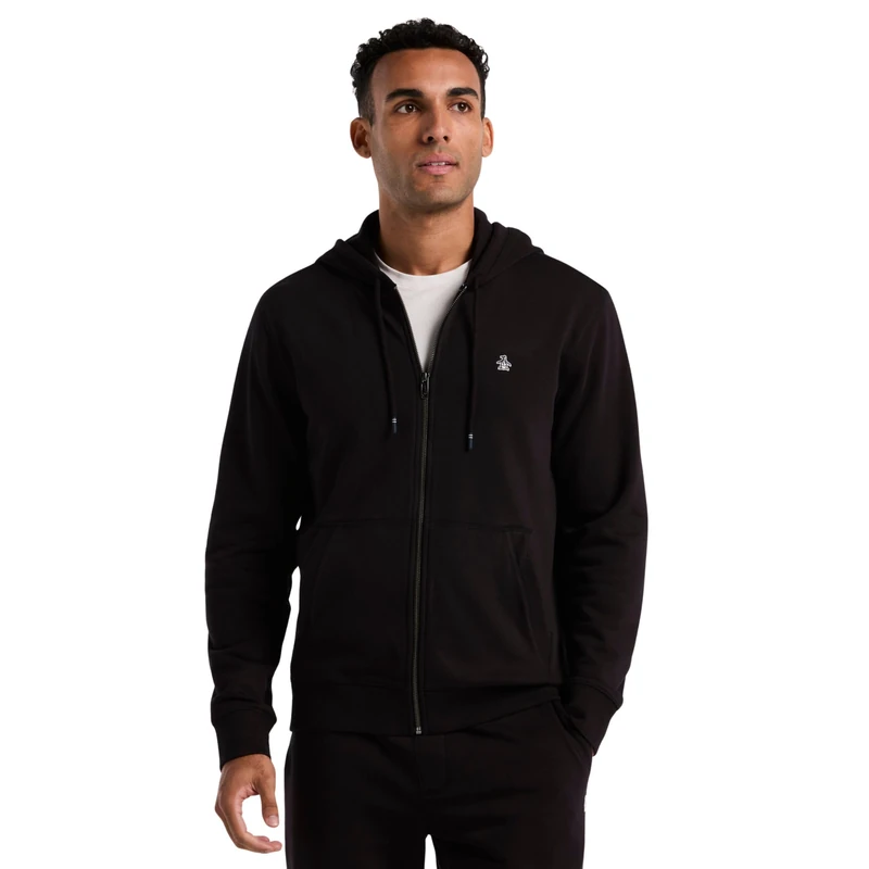 Original Penguin Fleece Full Zip Hoodie, XL, True Black