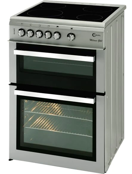 Milano ML61CDS 60cm Electric Ceramic Cooker with Double Oven – Silver & Chrome Finish, Fan-Assisted, Grill Function, 4-Zone Hob, A Rated