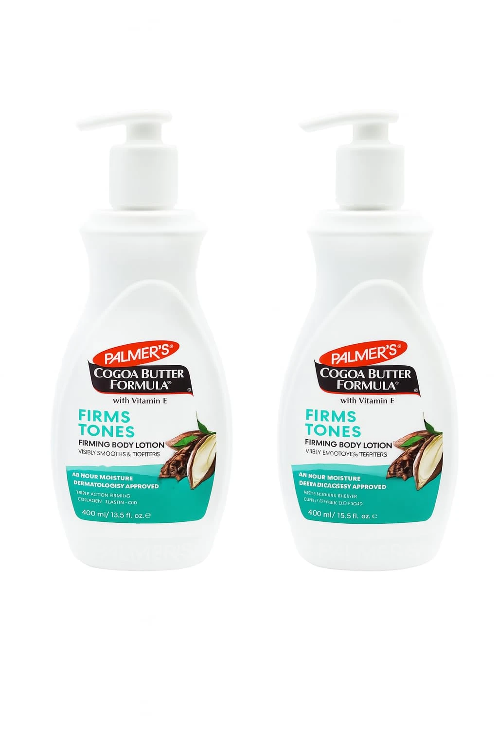 Palmer's Firming Body Lotion Pack of 2 x 400ml | Skin Firming and Toning Moisturiser with Cocoa Butter, Q10, and Vitamin E | Body Moisturizer for Cellulite-Prone Skin, Tightening and Hydrating Formula