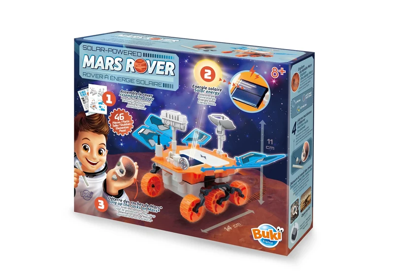 BUKI France – Martian Rover Kit to Build – Solar and Battery Robot with Rocks to Dig Up – Scientific Game from 8 Years – Illustrated Instructions – STEM Exploration Mars